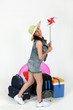girl with windmill toy ready for holidays