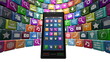 Wall of smartphone icons with phone