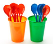 cups and spoons; recyclable plastic