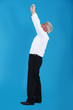 Businessman reaching up