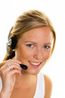 Frau mit Headset im Kundenservice