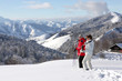 Couple of mature skiers
