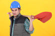 Worker with shovel