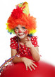 happy little clown pointing on something