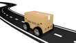 Shipping cardboard on the road