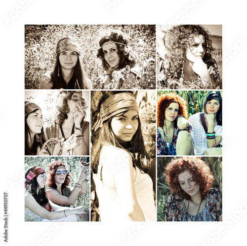 Photo: Junge Hippie Frauen Collage Junge Hippie Frauen Collage