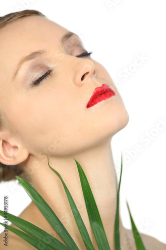 Photo: Woman in red lipstick at a spa Woman in red lipstick at a spa