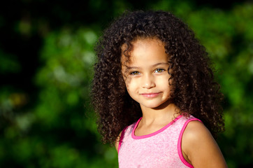 Outdoor portrait of mixed race girl