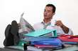 Man ignoring his work