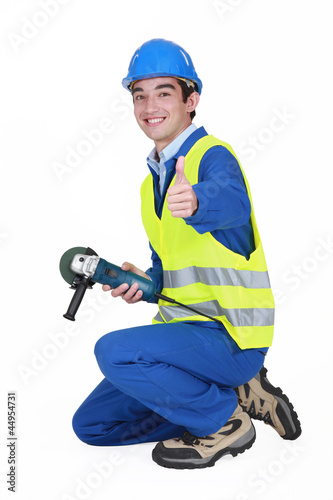Photo: Happy workman, studio shot Happy workman, studio shot