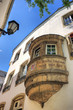 Luxembourg motto on a bay window at Luxembourg City old town his