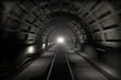 Subway tunnel. View from the driver cabin with motion blur