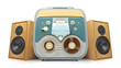 Vintage analog recorder and speakers, isolated path included