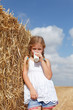 blond girl drinking milk