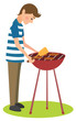 Man cooks barbecue