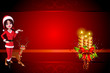 santa girl pointing towards red background