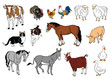 set of farm animals isolated on white