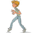 Cunning teen boy, vector cartoon.