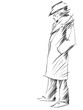 Retro dressed man vector drawing.