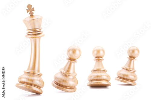 Illustration: Wood pawns protecting their leader Wood pawns protecting their leader