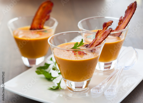 Photo: pumpkin soup in glasses pumpkin soup in glasses