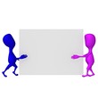 3d puppet carring squared grey screen together