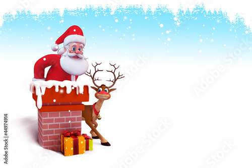 Illustration: santa is coming out of chimney santa is coming out of chimney
