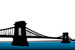 A silhouette of a Chain bridge in Budapest, Hungary