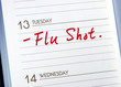 Photo: Mark the date on the day planner to have a flu shot Mark the date on the day planner to have a flu shot