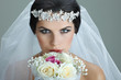 Photo: Portrait of beautiful bride. Wedding dress. Wedding decoration Portrait of beautiful bride. Wedding dress. Wedding decoration