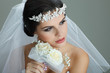 Photo: Portrait of beautiful bride. Wedding dress. Wedding decoration Portrait of beautiful bride. Wedding dress. Wedding decoration