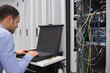 Man working with servers