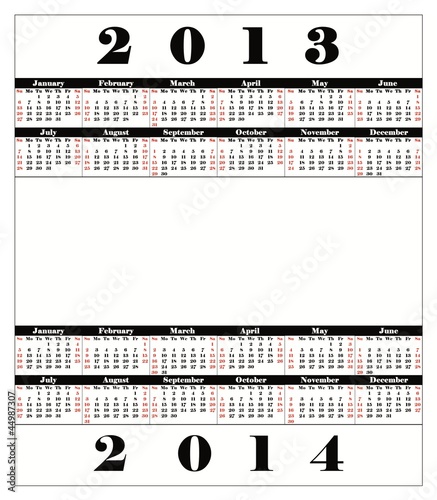 Illustration: 2013 2014 Takvimi 2013 2014 Takvimi