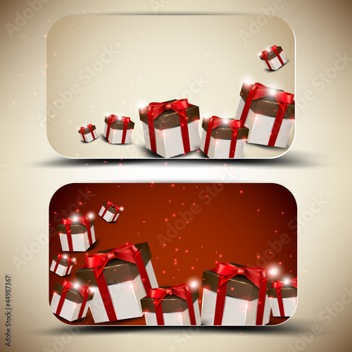 Vector: Collection of discount cards with gifts. Vector background Collection of discount cards with gifts. Vector background