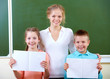 Teacher and schoolkids
