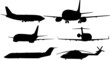 five plane and helicopter