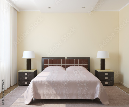 Illustration: Modern bedroom interior. Modern bedroom interior.