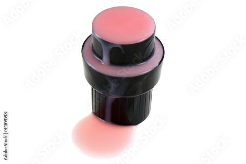 Photo: A Cap of Softening Liquid isolated on whit A Cap of Softening Liquid isolated on whit