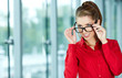 Modern business woman in the office with copy space
