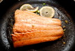 Salmon Frying with Lemon Slices