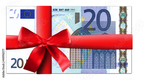 Illustration: 20 Euro Schein mit roter Schleife 20 Euro Schein mit roter Schleife