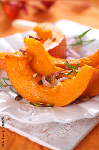 Photo: roast pumpkin with garlic, olive oil and rosemary. roast pumpkin with garlic, olive oil and rosemary.