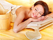 Girl in sauna.