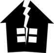 Black silhouette of broken house