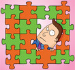 Man in middle of puzzle
