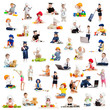 children or  babies playing professions isolated on white
