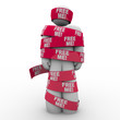 Free Me Words Man Wrapped Red Tape