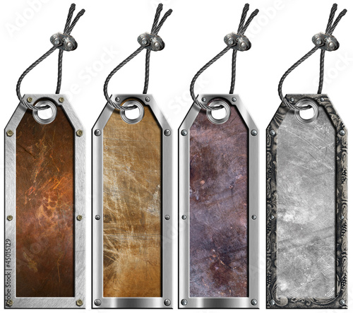 Photo: Set of Grunge Metal Tags - 4 items Set of Grunge Metal Tags - 4 items