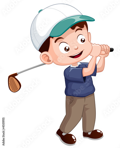 Vector: illustration of young golf player illustration of young golf player