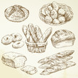 bakery, loaf, baguette - hand drawn collection